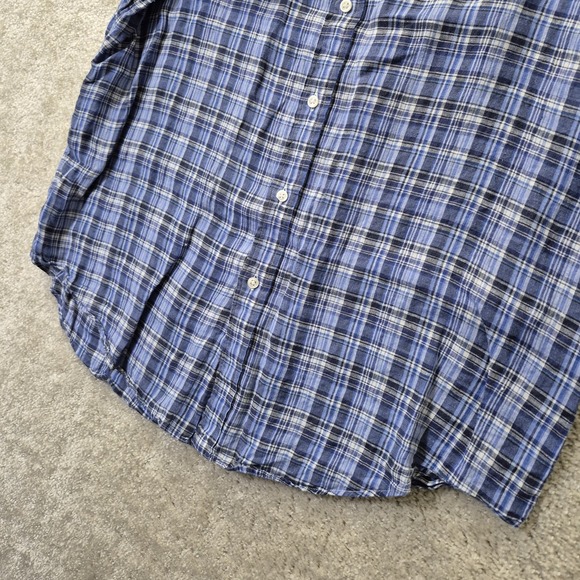 Polo Ralph Lauren Linen Shirt Men XL Button Down Blue Plaid Coastal Beach Camp - Picture 5 of 8